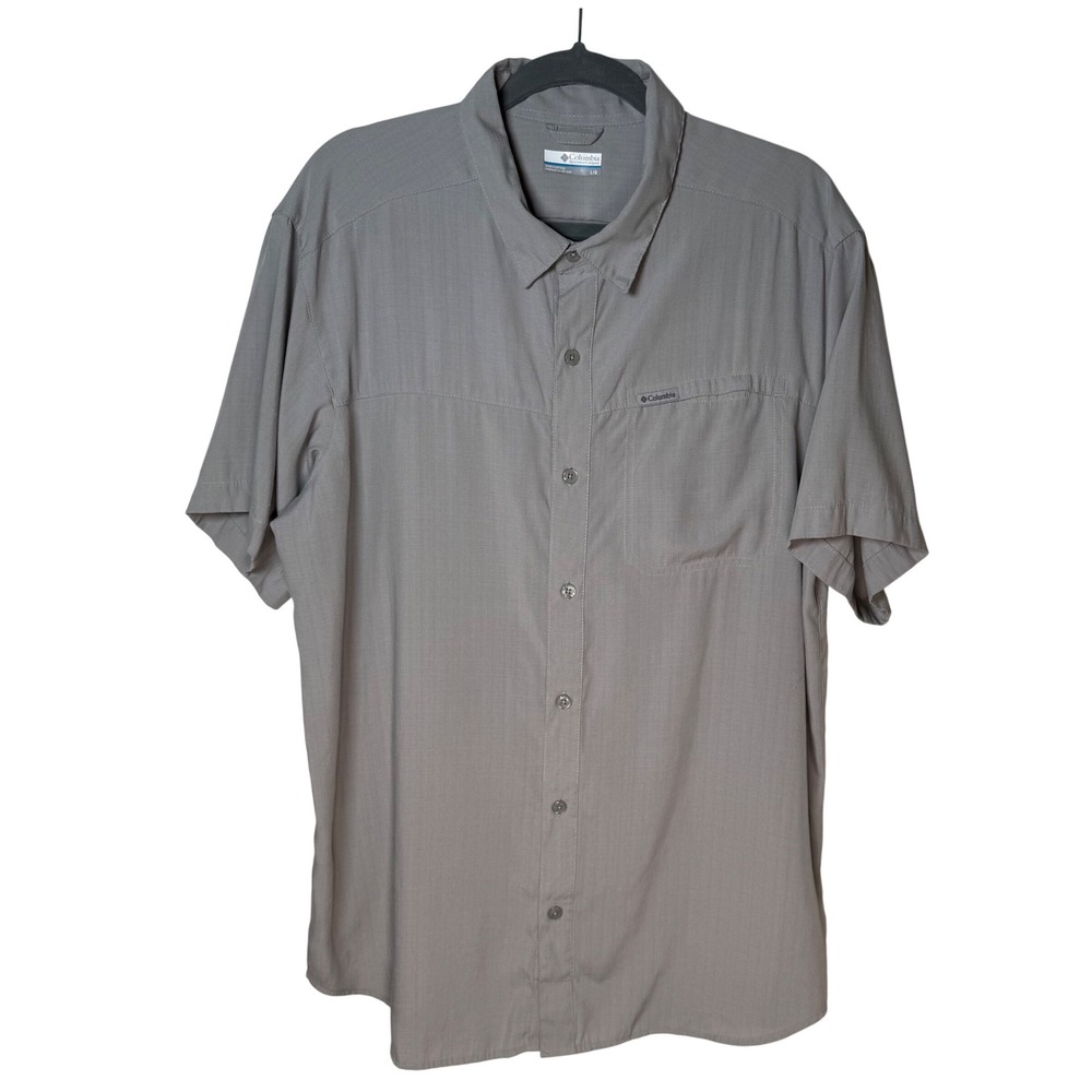 Columbia Short Sleeve Button Up Shirt Gray Lightweight Outdoor Men L G‎